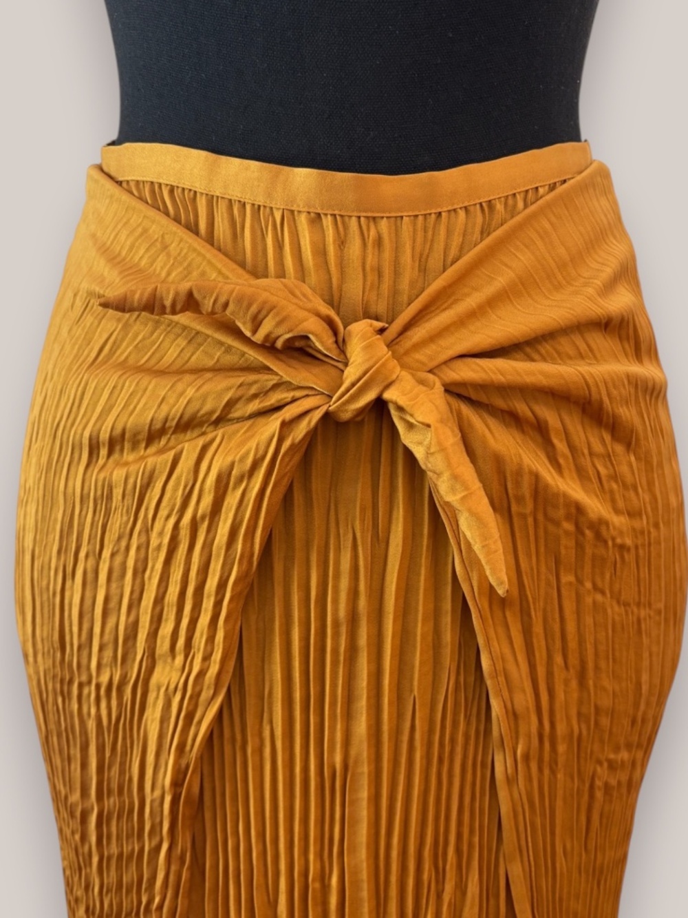 VINCE Pleated Crepe de Chine Tie Front Skirt